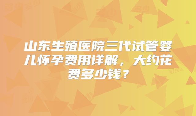 山东生殖医院三代试管婴儿怀孕费用详解，大约花费多少钱？