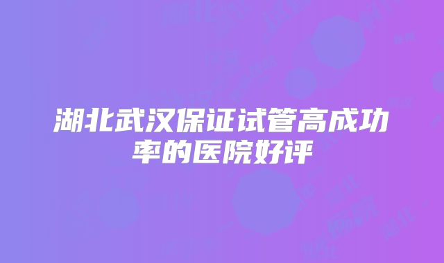 湖北武汉保证试管高成功率的医院好评