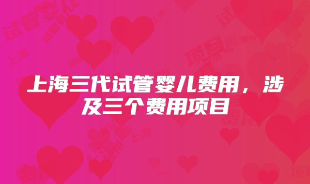 上海三代试管婴儿费用，涉及三个费用项目