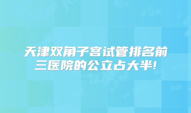 天津双角子宫试管排名前三医院的公立占大半!