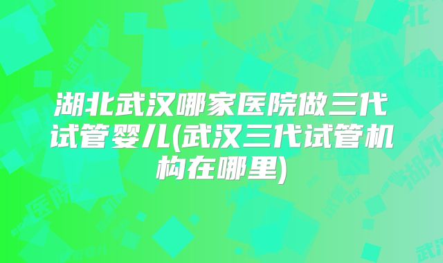 湖北武汉哪家医院做三代试管婴儿(武汉三代试管机构在哪里)
