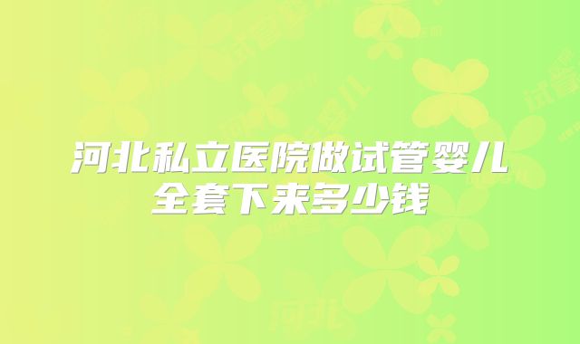 河北私立医院做试管婴儿全套下来多少钱