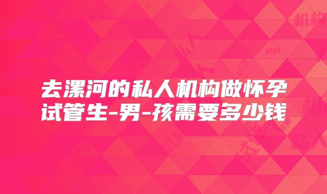 去漯河的私人机构做怀孕试管生-男-孩需要多少钱