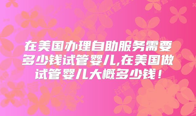在美国办理自助服务需要多少钱试管婴儿,在美国做试管婴儿大概多少钱！