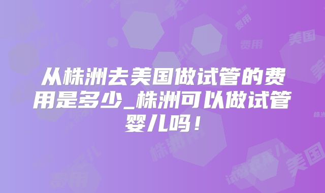 从株洲去美国做试管的费用是多少_株洲可以做试管婴儿吗！