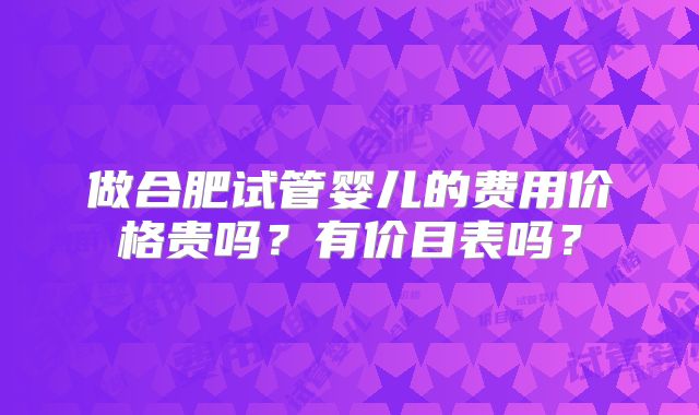 做合肥试管婴儿的费用价格贵吗？有价目表吗？