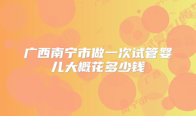 广西南宁市做一次试管婴儿大概花多少钱