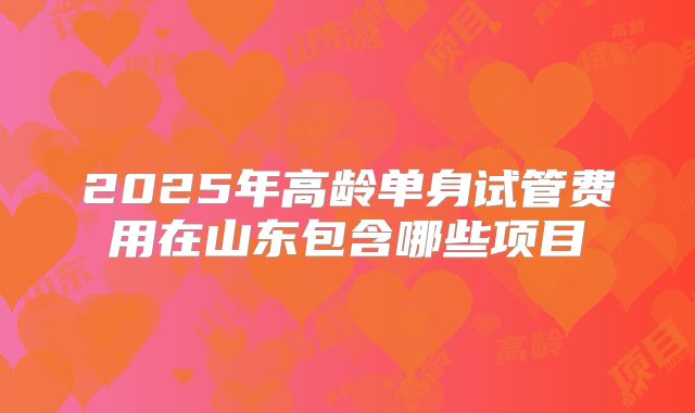 2025年高龄单身试管费用在山东包含哪些项目