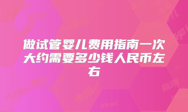 做试管婴儿费用指南一次大约需要多少钱人民币左右