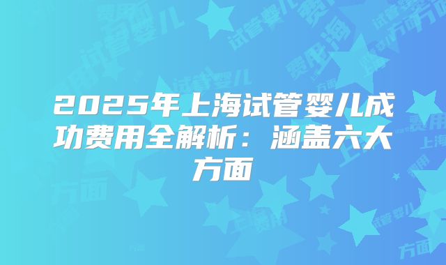 2025年上海试管婴儿成功费用全解析:涵盖六大方面