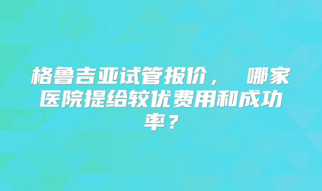 格鲁吉亚试管报价， 哪家医院提给较优费用和成功率？