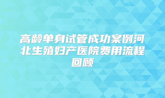 高龄单身试管成功案例河北生殖妇产医院费用流程回顾