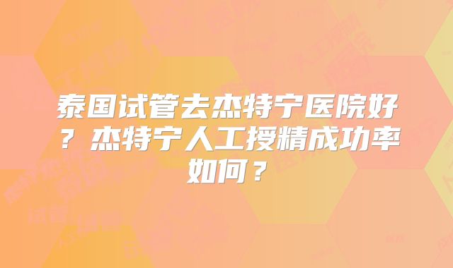 泰国试管去杰特宁医院好？杰特宁人工授精成功率如何？