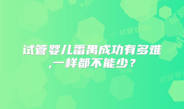 试管婴儿番禺成功有多难,一样都不能少？
