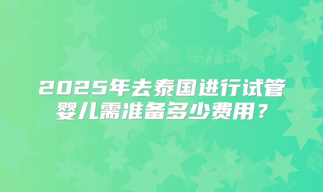2025年去泰国进行试管婴儿需准备多少费用？