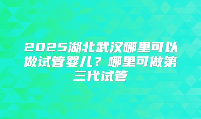 2025湖北武汉哪里可以做试管婴儿？哪里可做第三代试管