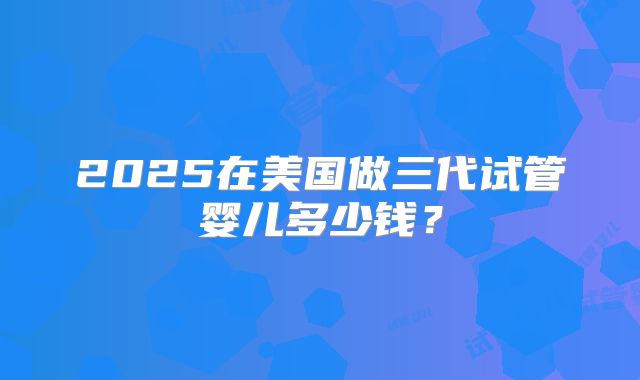 2025在美国做三代试管婴儿多少钱？