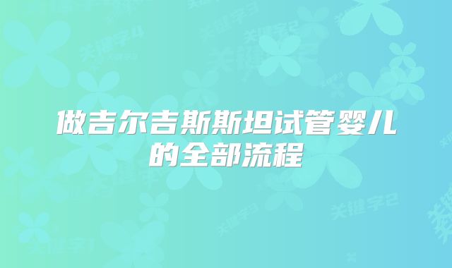 做吉尔吉斯斯坦试管婴儿的全部流程