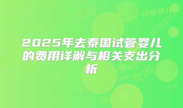 2025年去泰国试管婴儿的费用详解与相关支出分析
