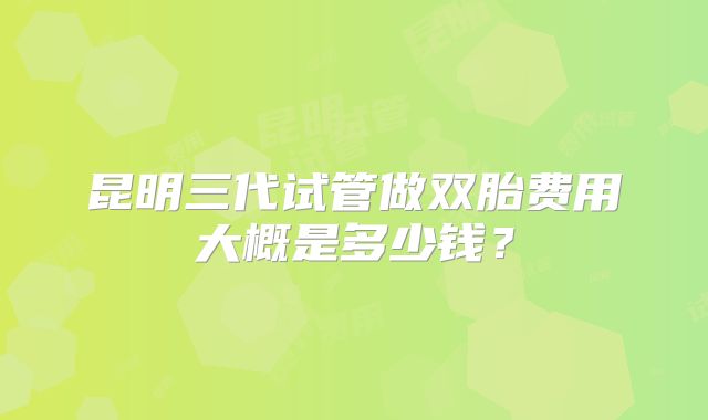昆明三代试管做双胎费用大概是多少钱？