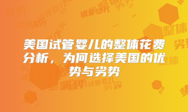 美国试管婴儿的整体花费分析，为何选择美国的优势与劣势