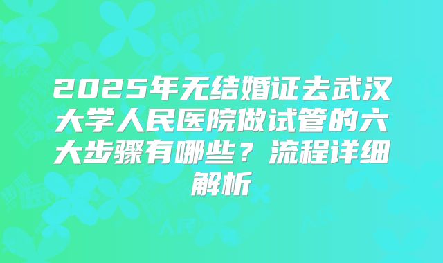2025年无结婚证去武汉大学人民医院做试管的六大步骤有哪些？流程详细解析