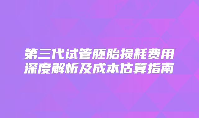 第三代试管胚胎损耗费用深度解析及成本估算指南