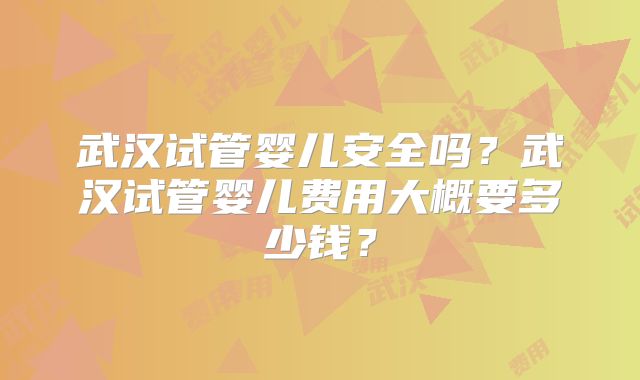 武汉试管婴儿安全吗？武汉试管婴儿费用大概要多少钱？