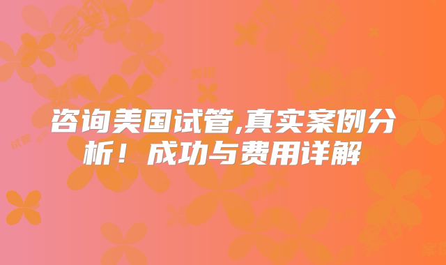 咨询美国试管,真实案例分析！成功与费用详解