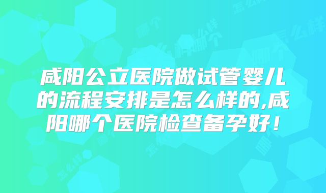 咸阳公立医院做试管婴儿的流程安排是怎么样的,咸阳哪个医院检查备孕好！