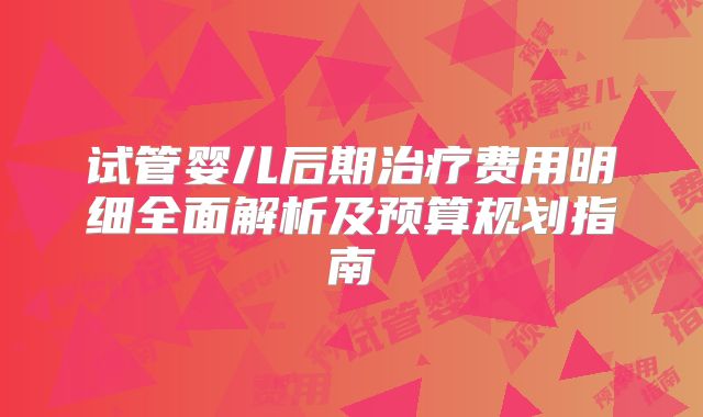 试管婴儿后期治疗费用明细全面解析及预算规划指南
