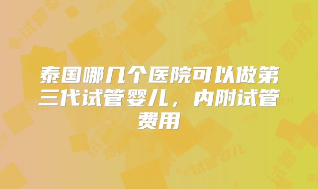 泰国哪几个医院可以做第三代试管婴儿，内附试管费用