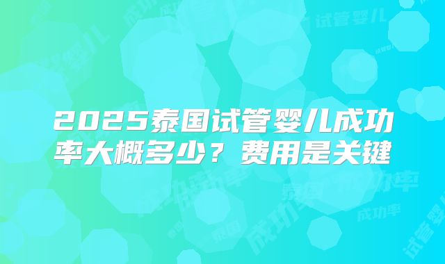 2025泰国试管婴儿成功率大概多少？费用是关键