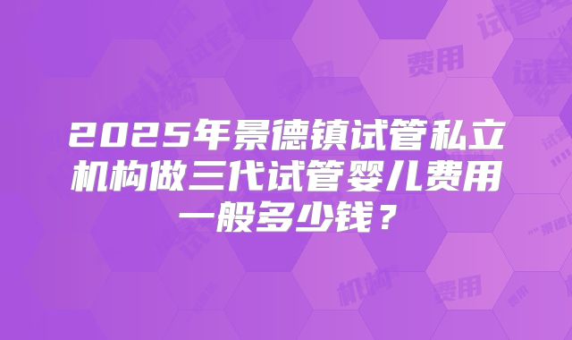 2025年景德镇试管私立机构做三代试管婴儿费用一般多少钱？