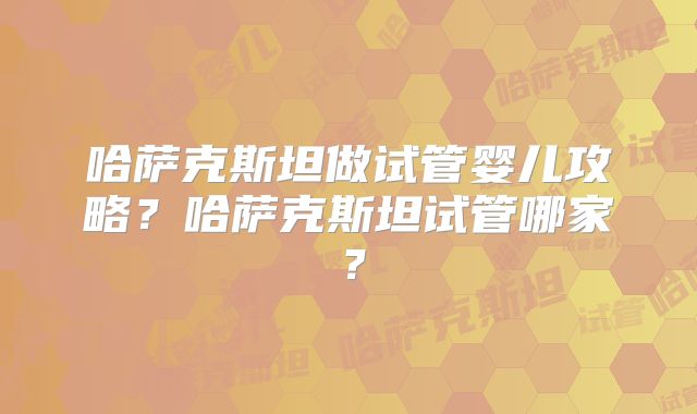 哈萨克斯坦做试管婴儿攻略？哈萨克斯坦试管哪家？