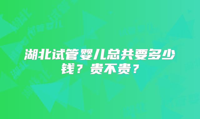 湖北试管婴儿总共要多少钱？贵不贵？