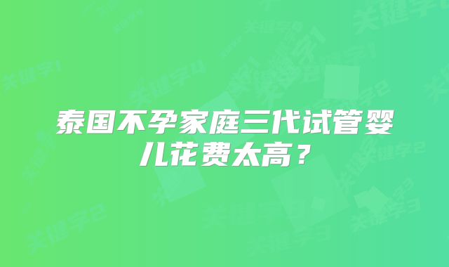 泰国不孕家庭三代试管婴儿花费太高？