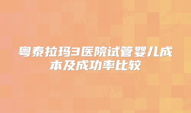 粤泰拉玛3医院试管婴儿成本及成功率比较