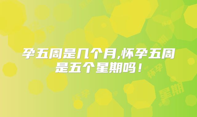 孕五周是几个月,怀孕五周是五个星期吗!