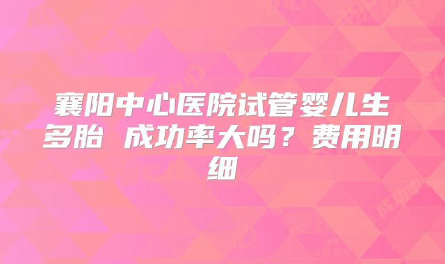 襄阳中心医院试管婴儿生多胎 成功率大吗?费用明细