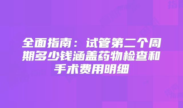 全面指南：试管第二个周期多少钱涵盖药物检查和手术费用明细