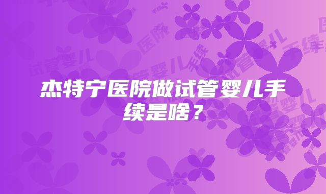 杰特宁医院做试管婴儿手续是啥？