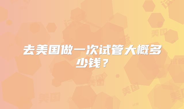 去美国做一次试管大概多少钱?