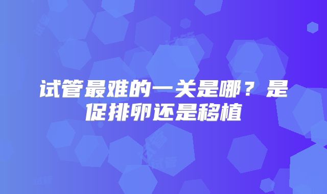 试管最难的一关是哪?是促排卵还是移植