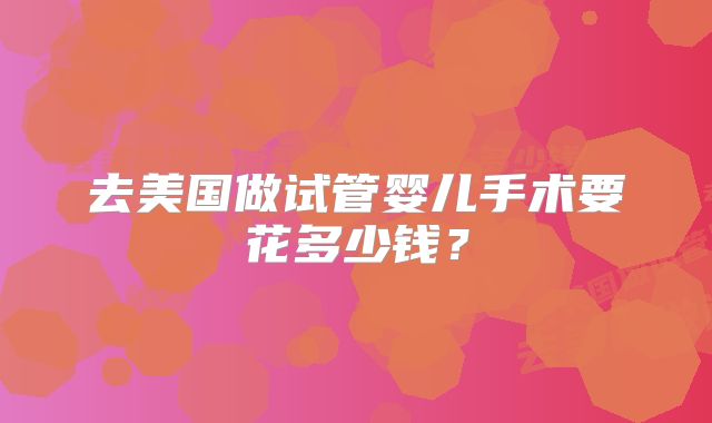 去美国做试管婴儿手术要花多少钱？