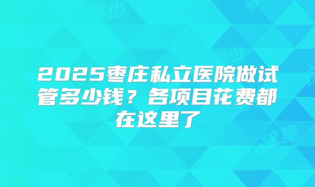 2025枣庄私立医院做试管多少钱？各项目花费都在这里了