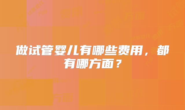 做试管婴儿有哪些费用，都有哪方面？