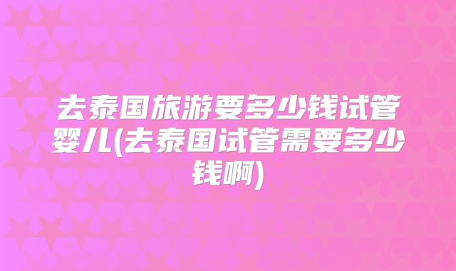 去泰国旅游要多少钱试管婴儿(去泰国试管需要多少钱啊)