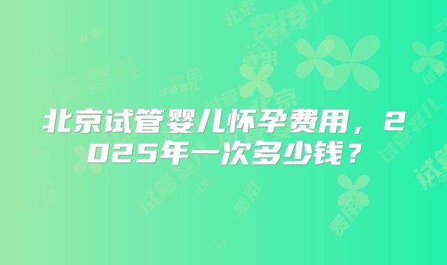 北京试管婴儿怀孕费用，2025年一次多少钱？