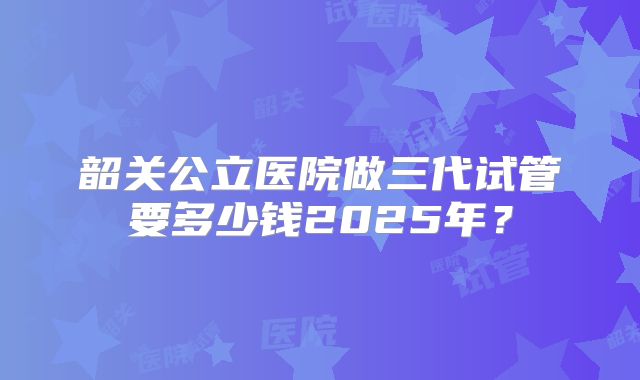 韶关公立医院做三代试管要多少钱2025年？